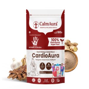 CardioAura-Heart Wellness Herbal Powder | Arjuna Garlic Ginger Blend | Heart Care & BP Control | 100g Pouch